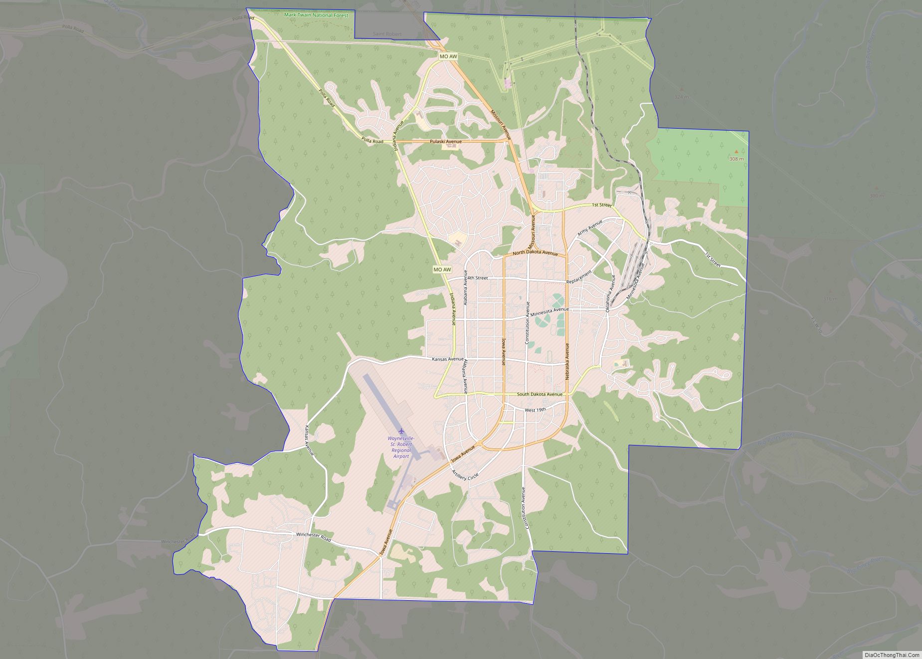 Map of Fort Leonard Wood CDP