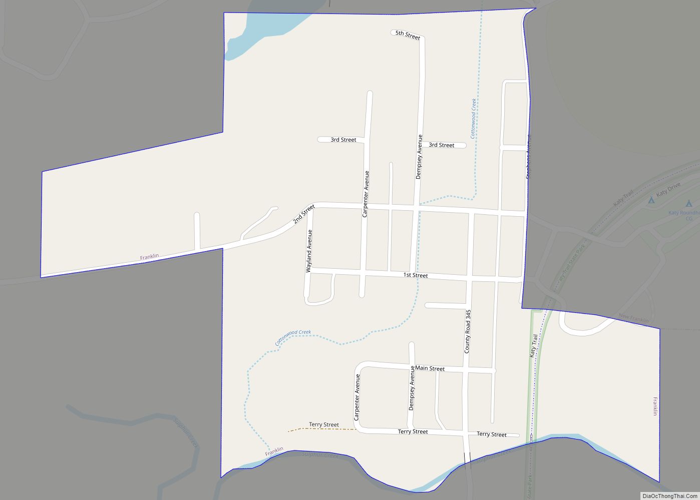 Map of Franklin city, Missouri