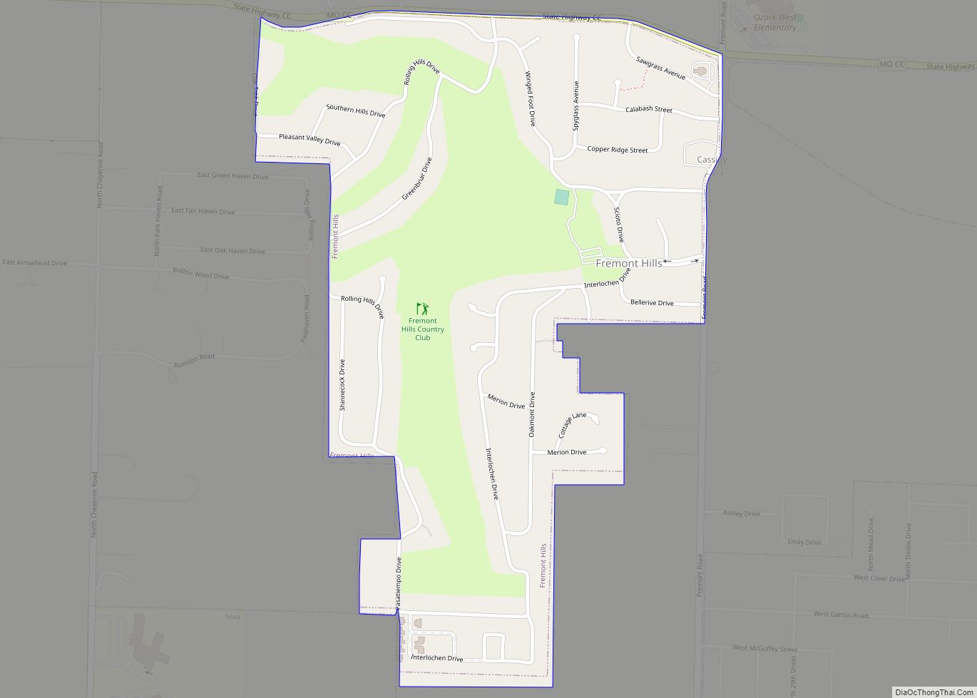 Map of Fremont Hills city