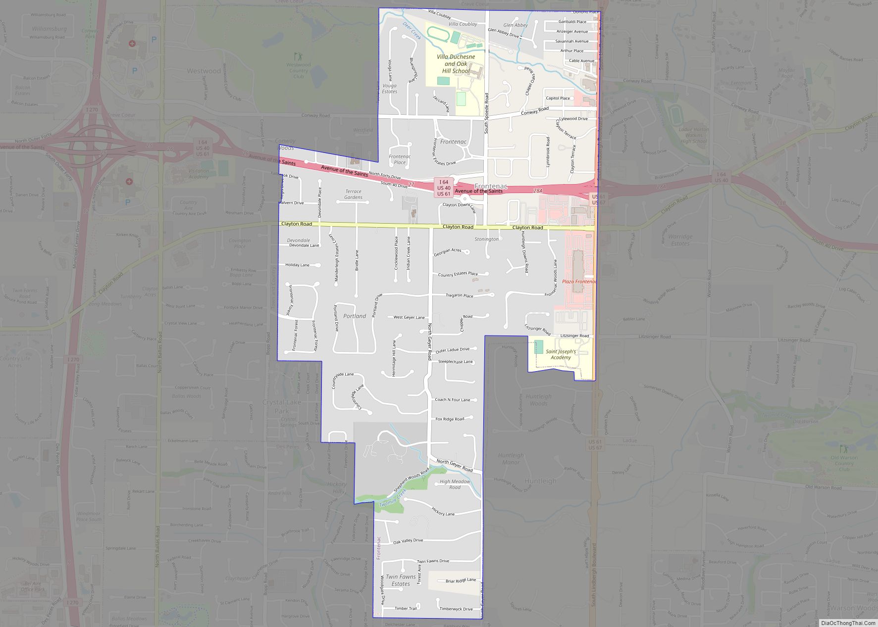 Map of Frontenac city, Missouri
