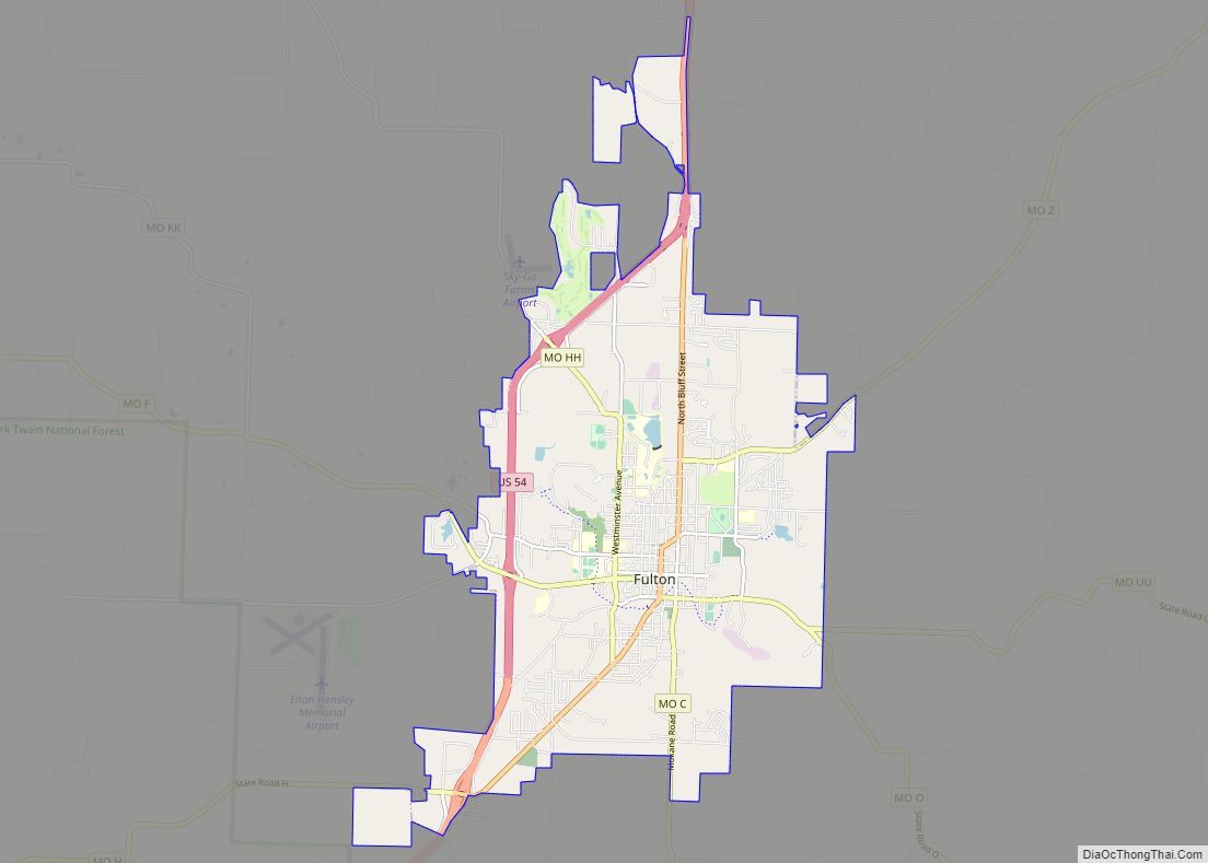 Map of Fulton city, Missouri