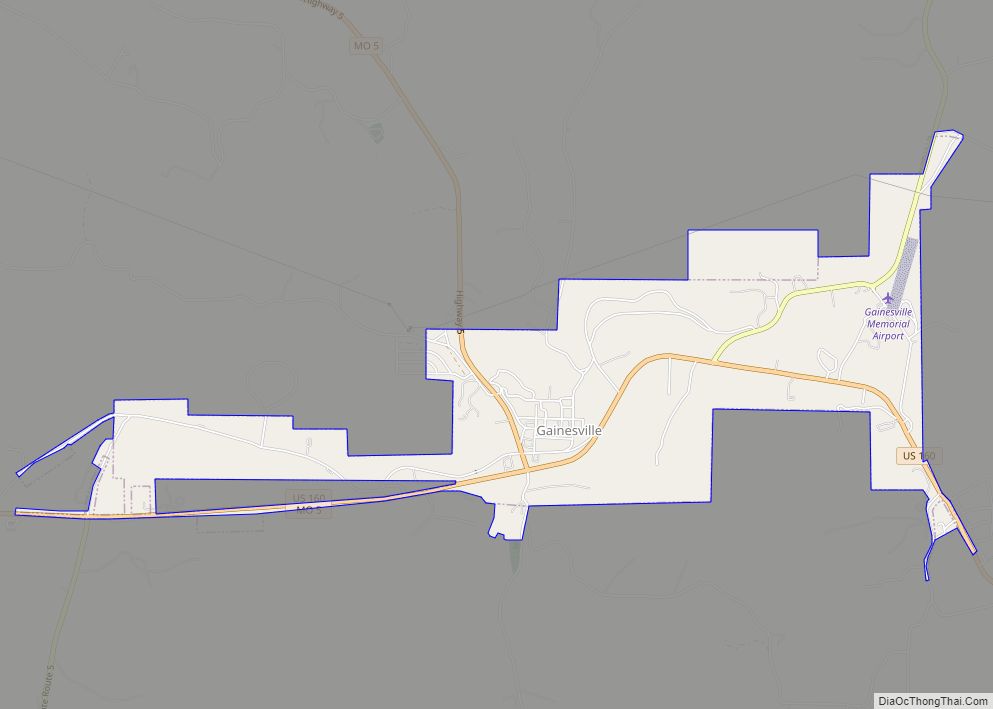 Map of Gainesville city, Missouri
