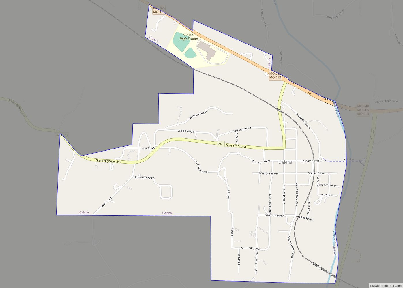 Map of Galena city, Missouri