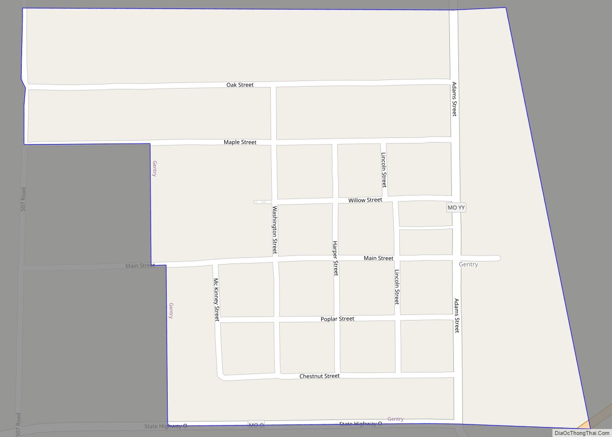 Map of Gentry village, Missouri