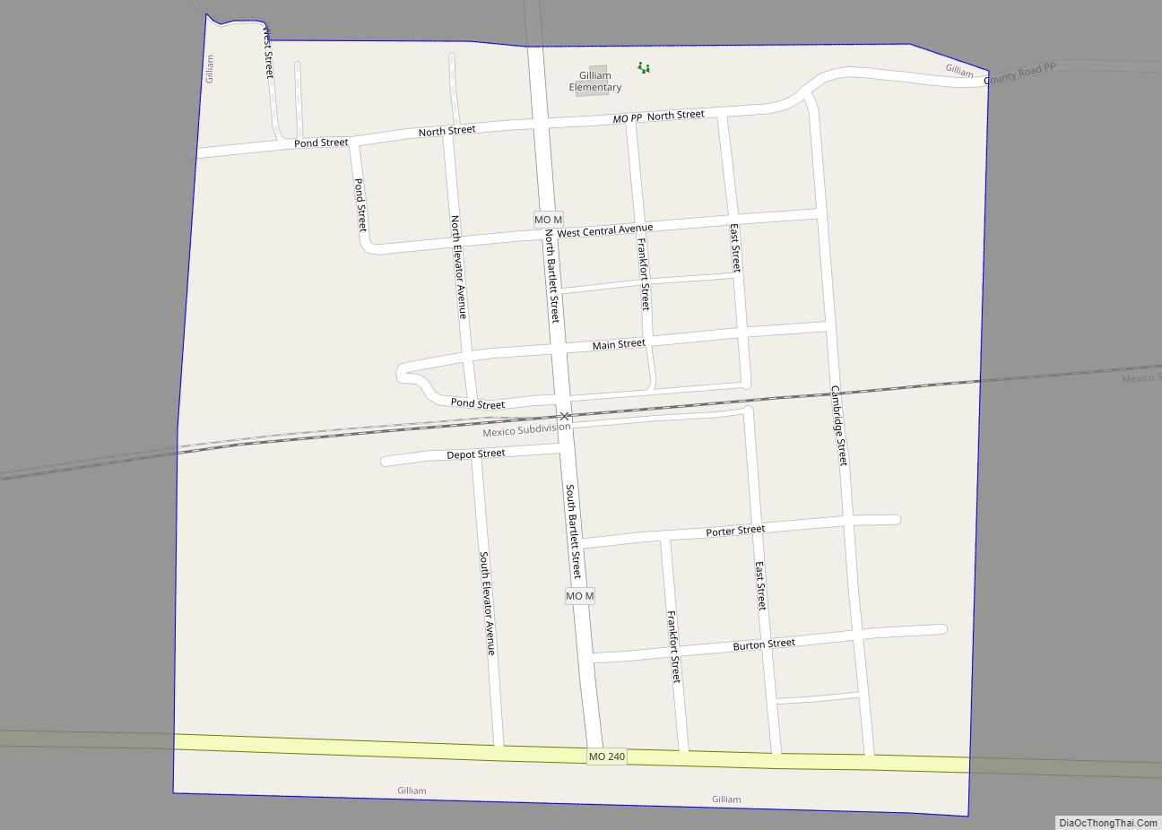 Map of Gilliam city, Missouri