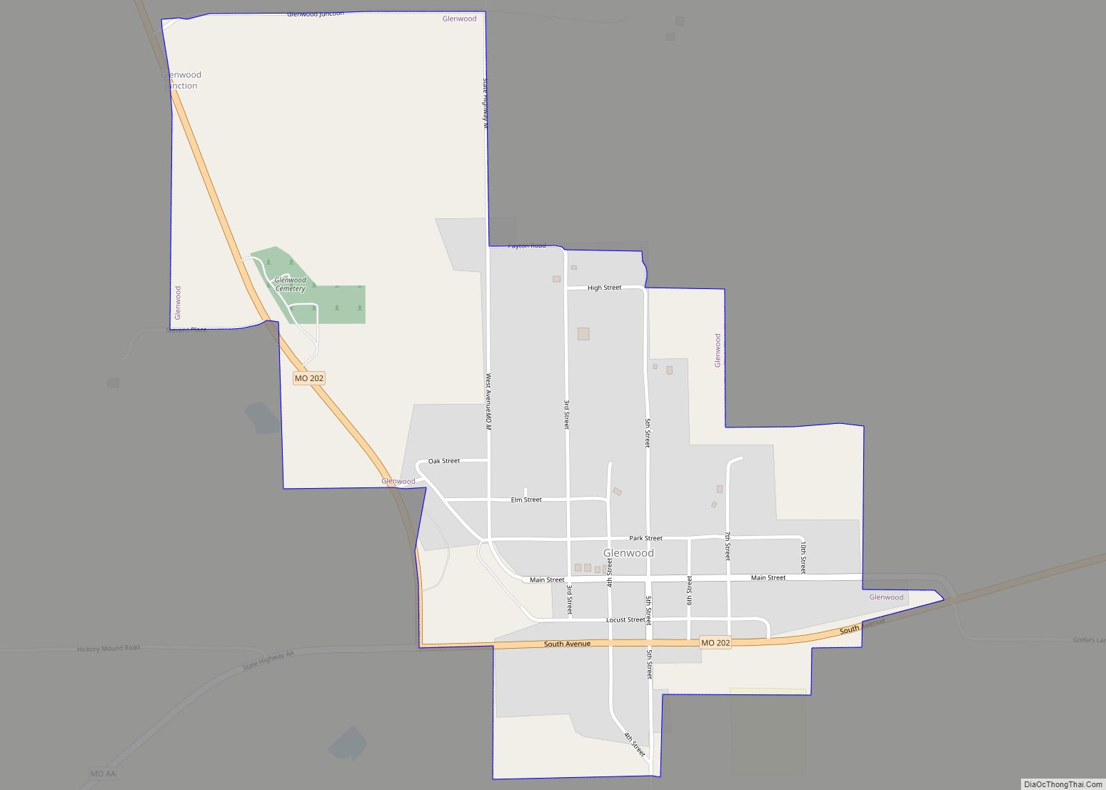 Map of Glenwood village, Missouri