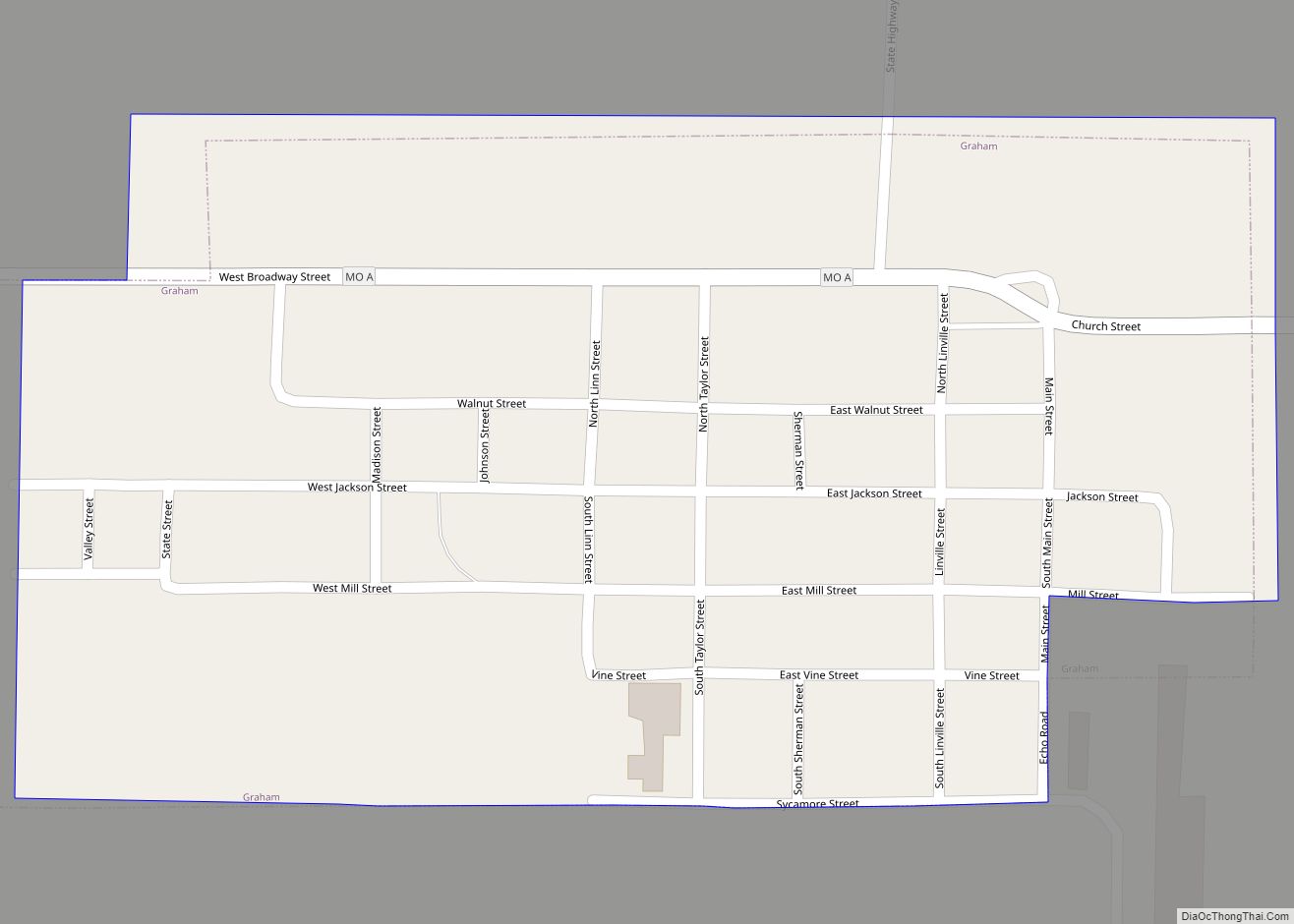 Map of Graham town, Missouri