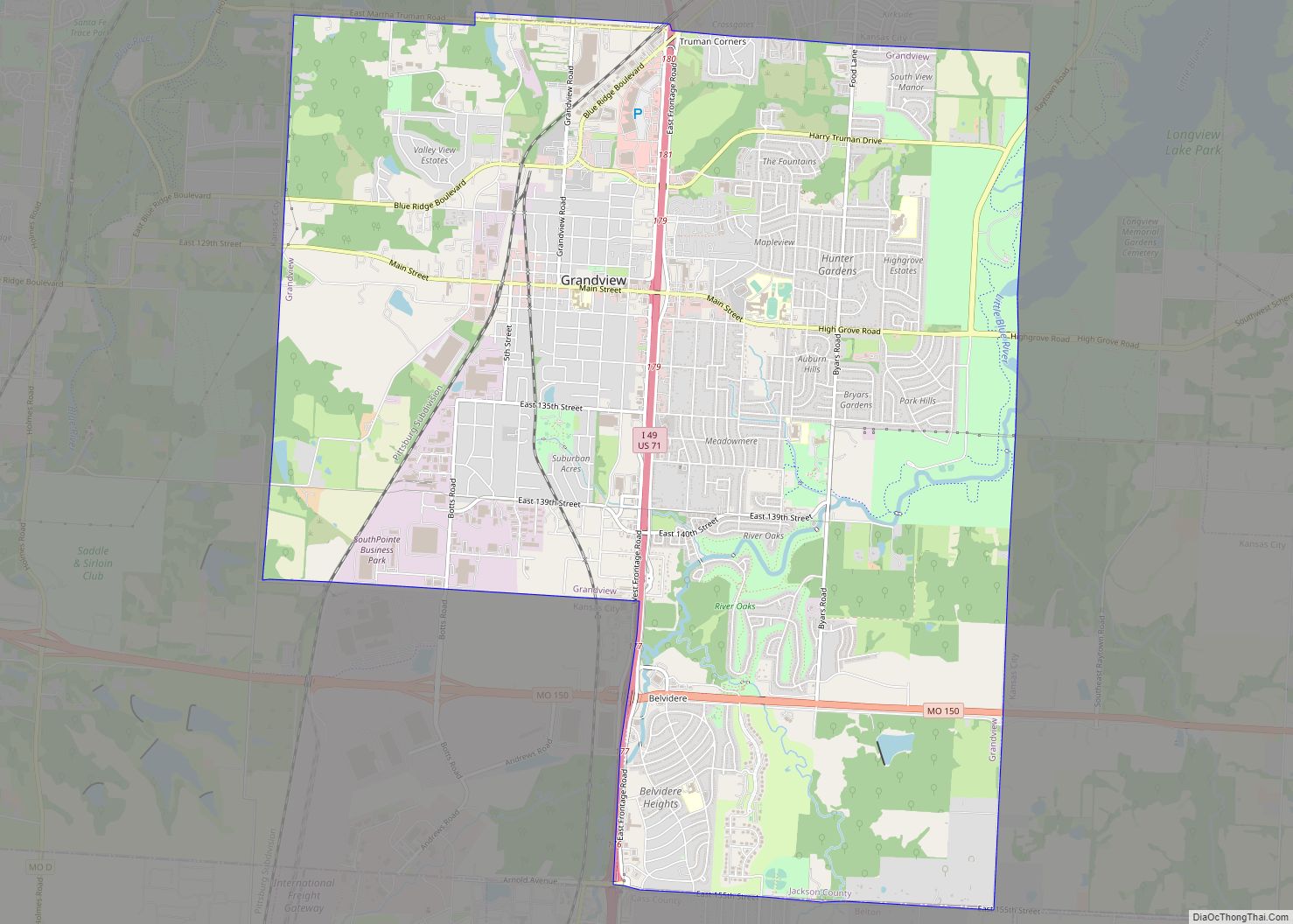 Map of Grandview city, Missouri