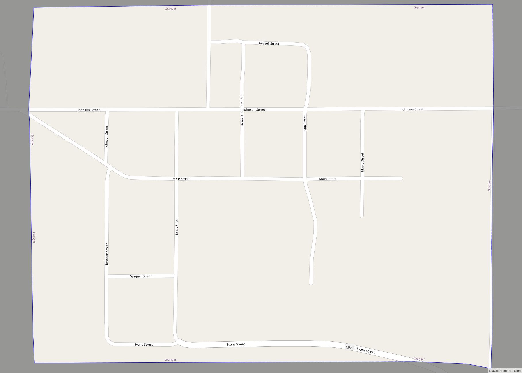 Map of Granger village, Missouri