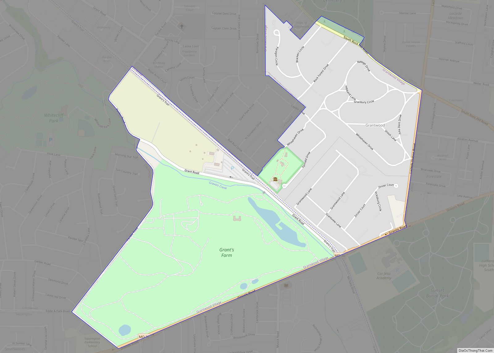 Map of Grantwood Village town