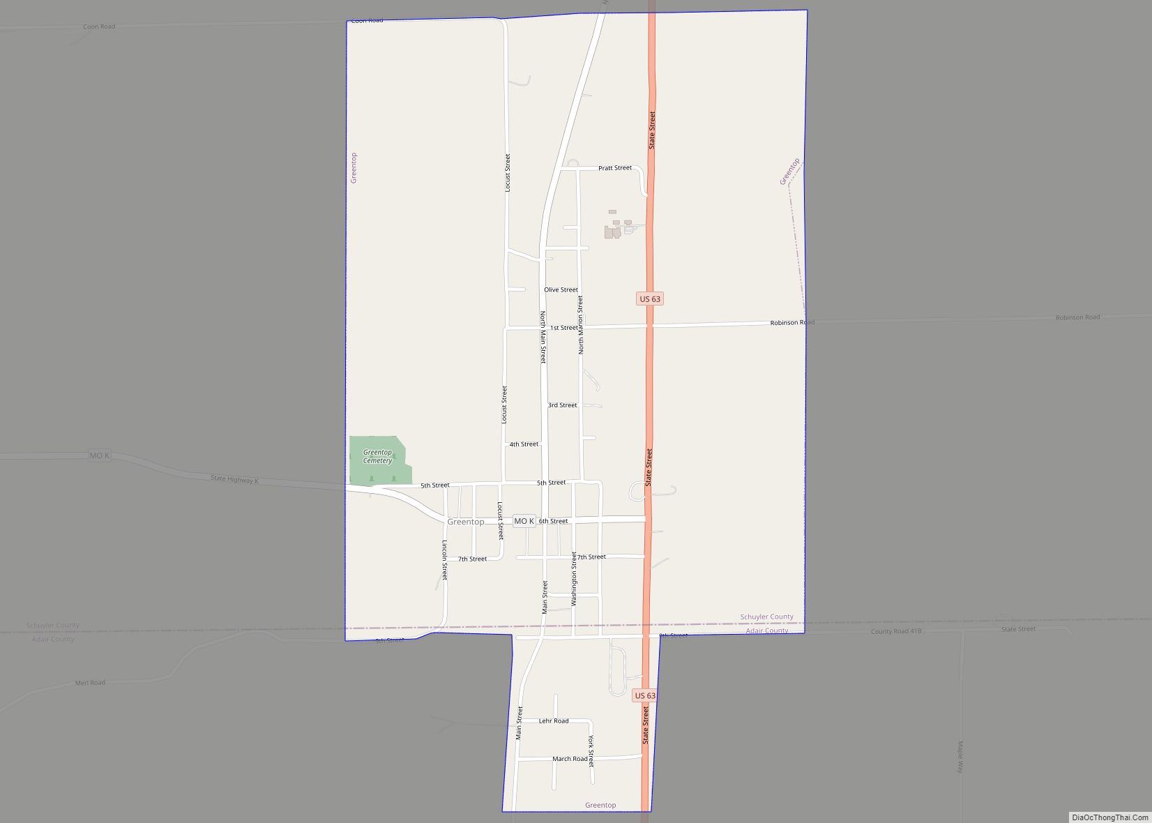 Map of Greentop city