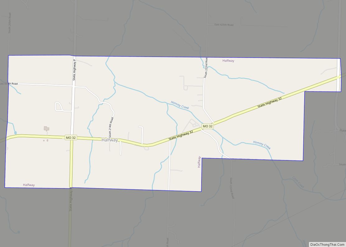 Map of Halfway village, Missouri
