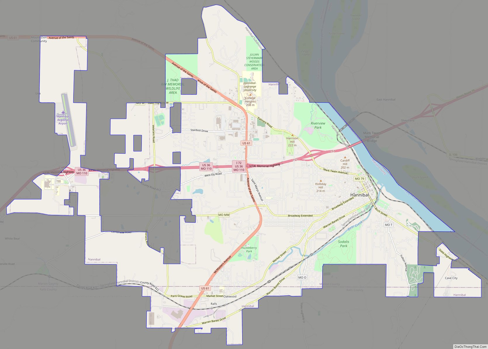 Map of Hannibal city