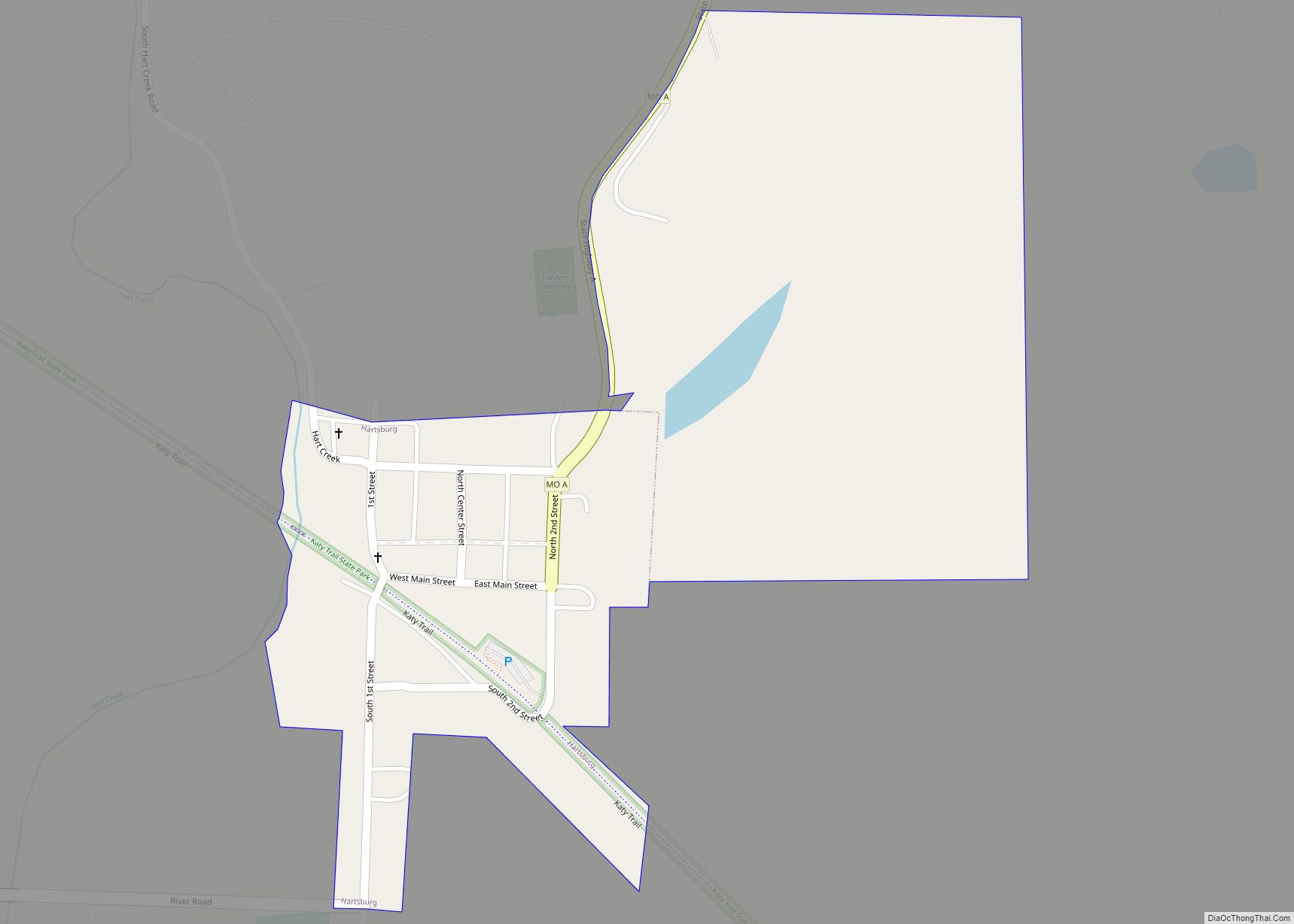 Map of Hartsburg town, Missouri