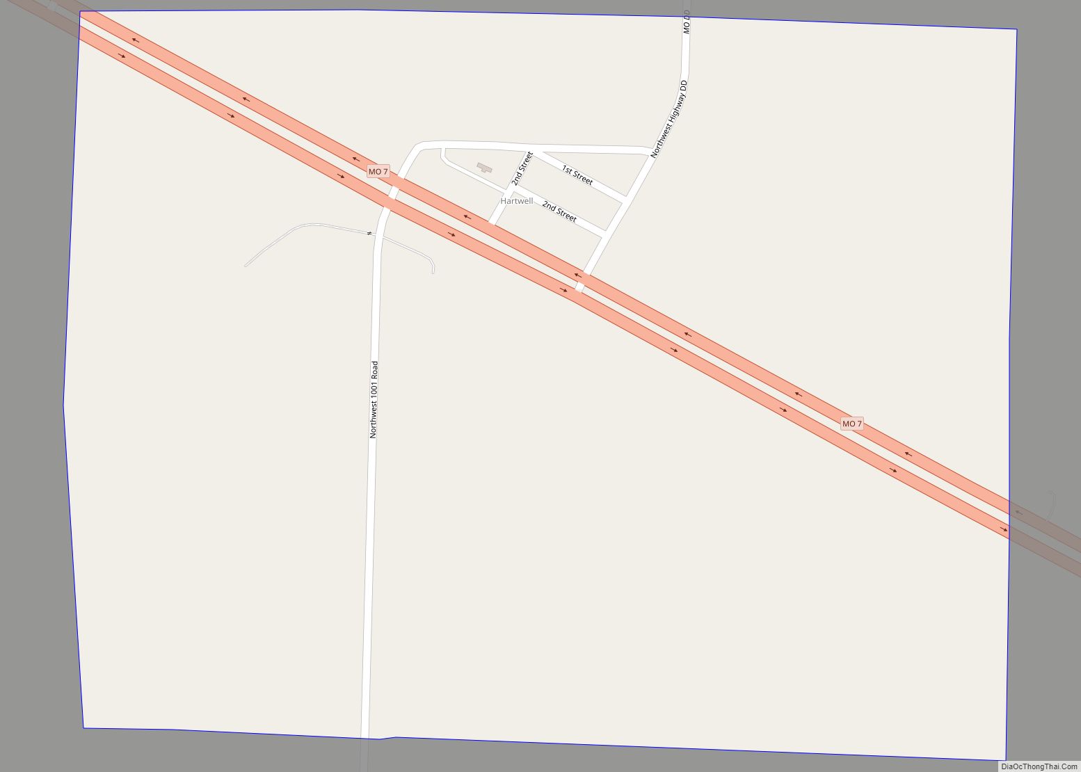 Map of Hartwell CDP, Missouri