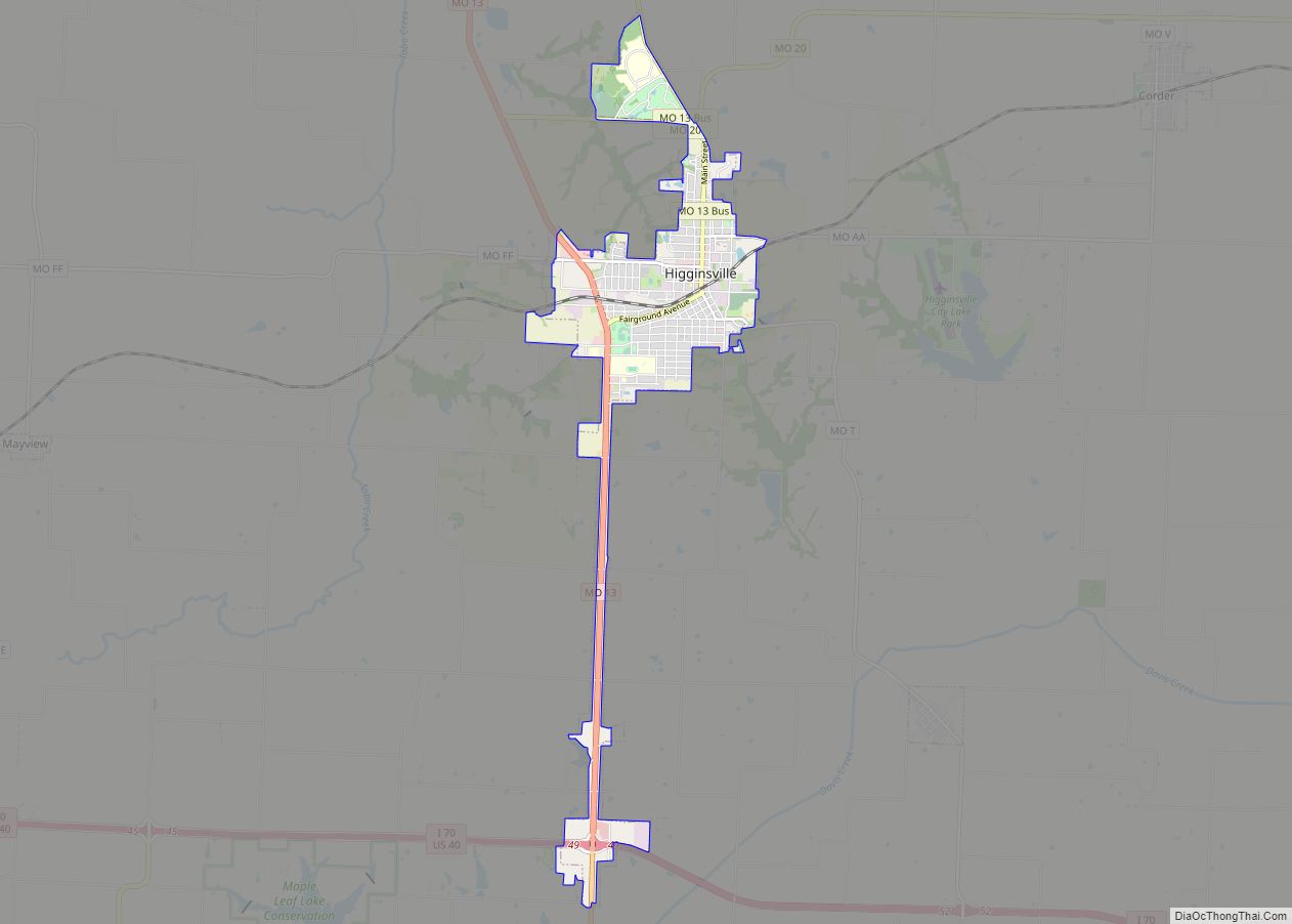 Map of Higginsville city