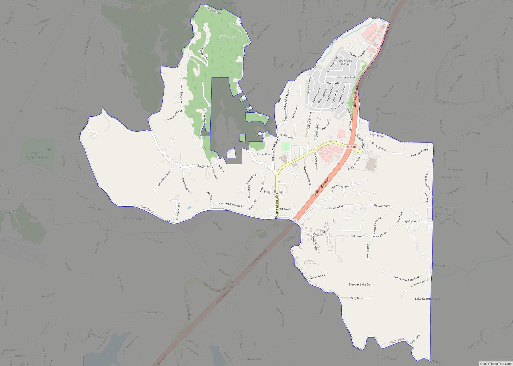 Map of High Ridge CDP