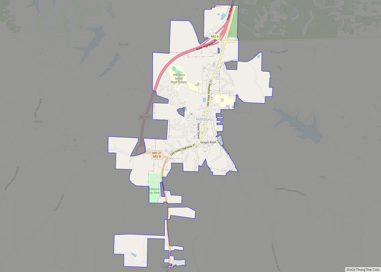 Map of Hillsboro city, Missouri
