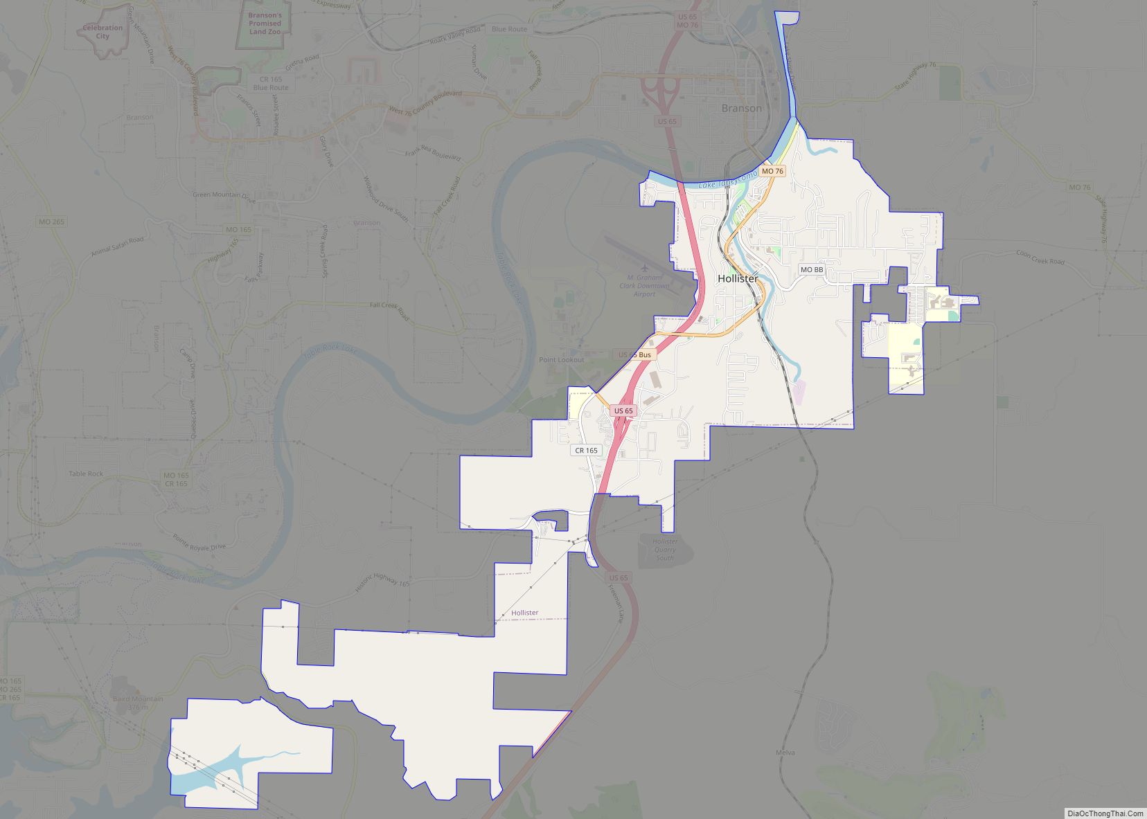 Map of Hollister city, Missouri