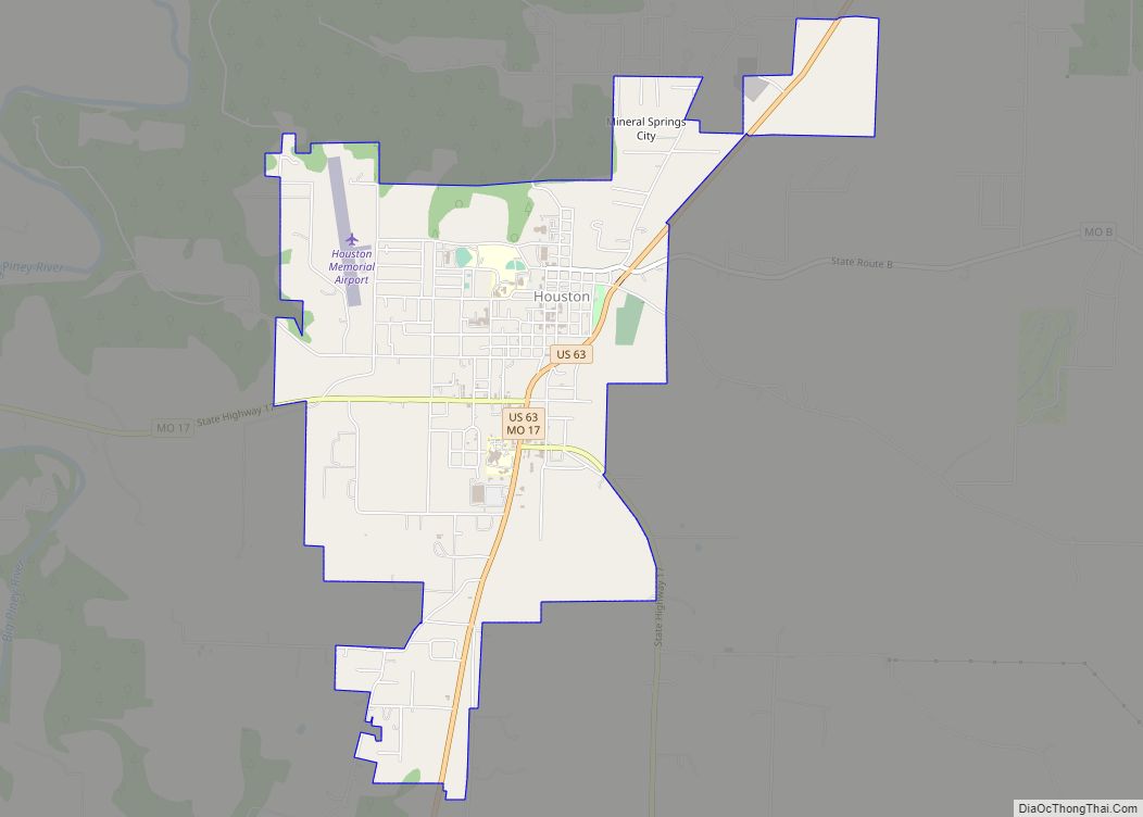 Map of Houston city, Missouri