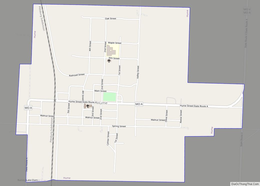 Map of Hume town, Missouri