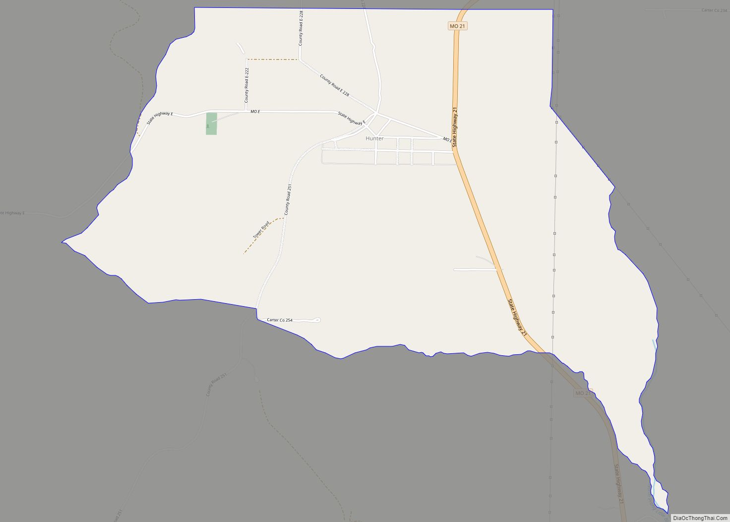 Map of Hunter CDP, Missouri