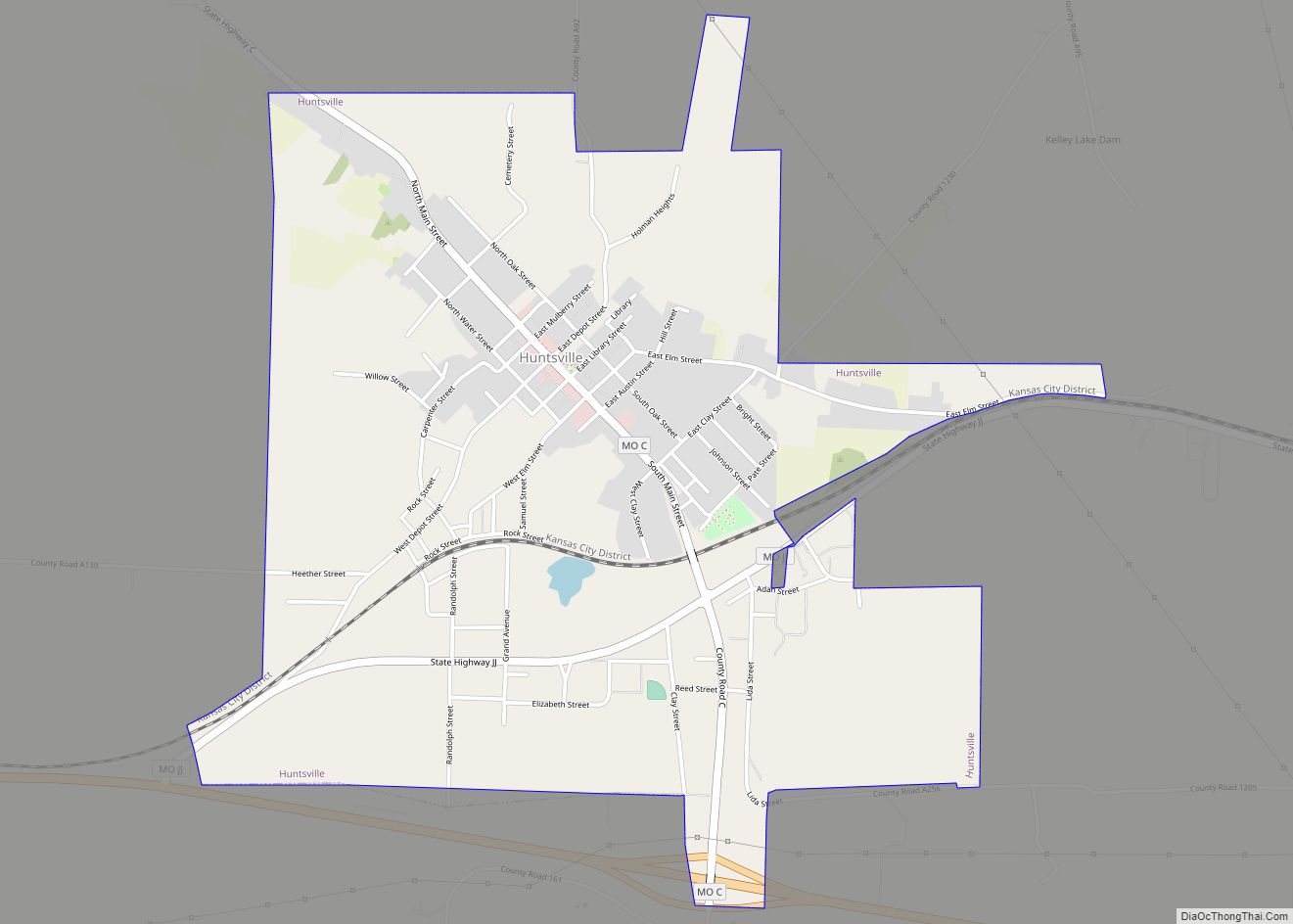 Map of Huntsville city, Missouri