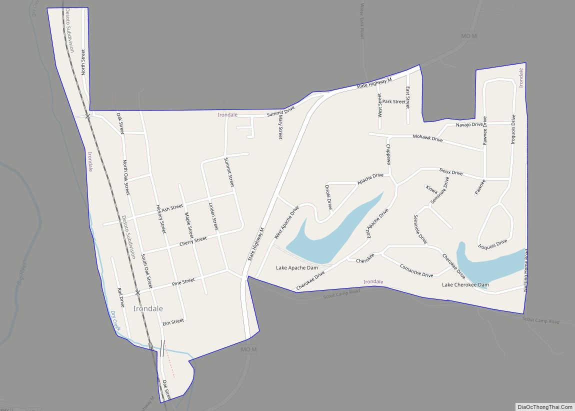 Map of Irondale city, Missouri