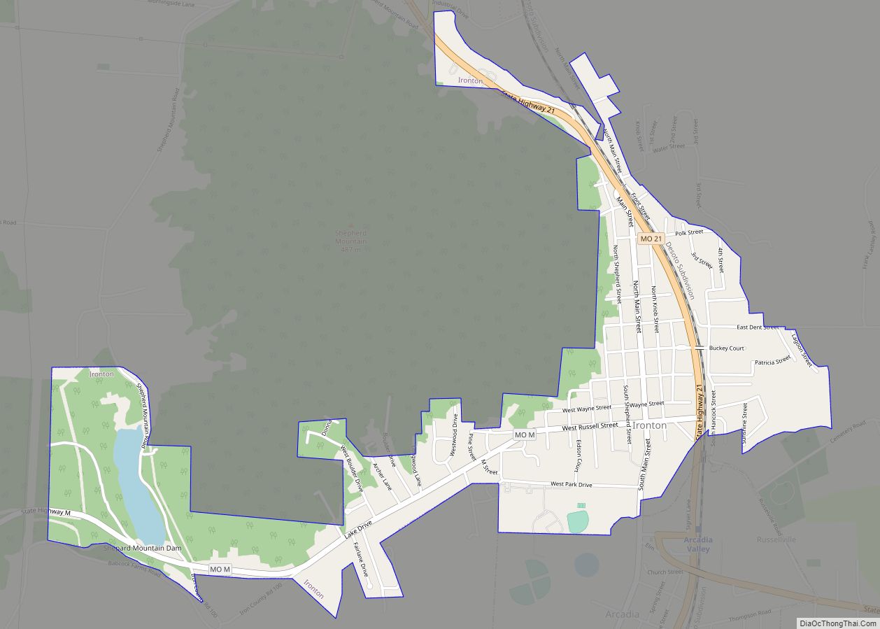 Map of Ironton city, Missouri