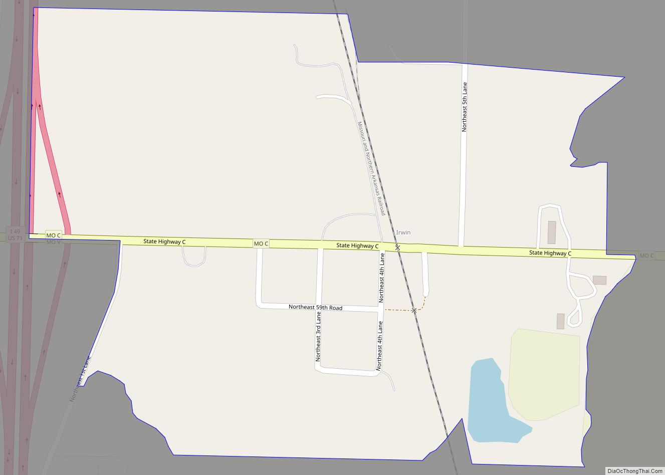 Map of Irwin CDP, Missouri