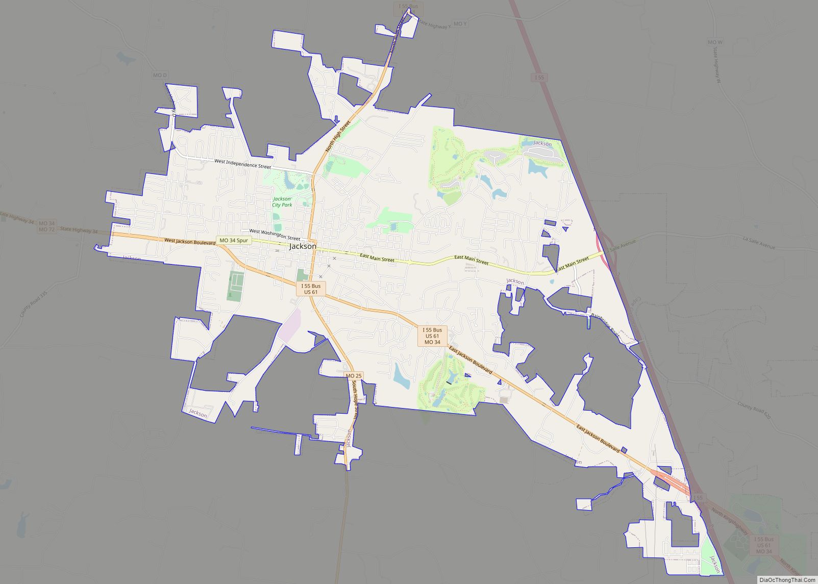 Map of Jackson city, Missouri