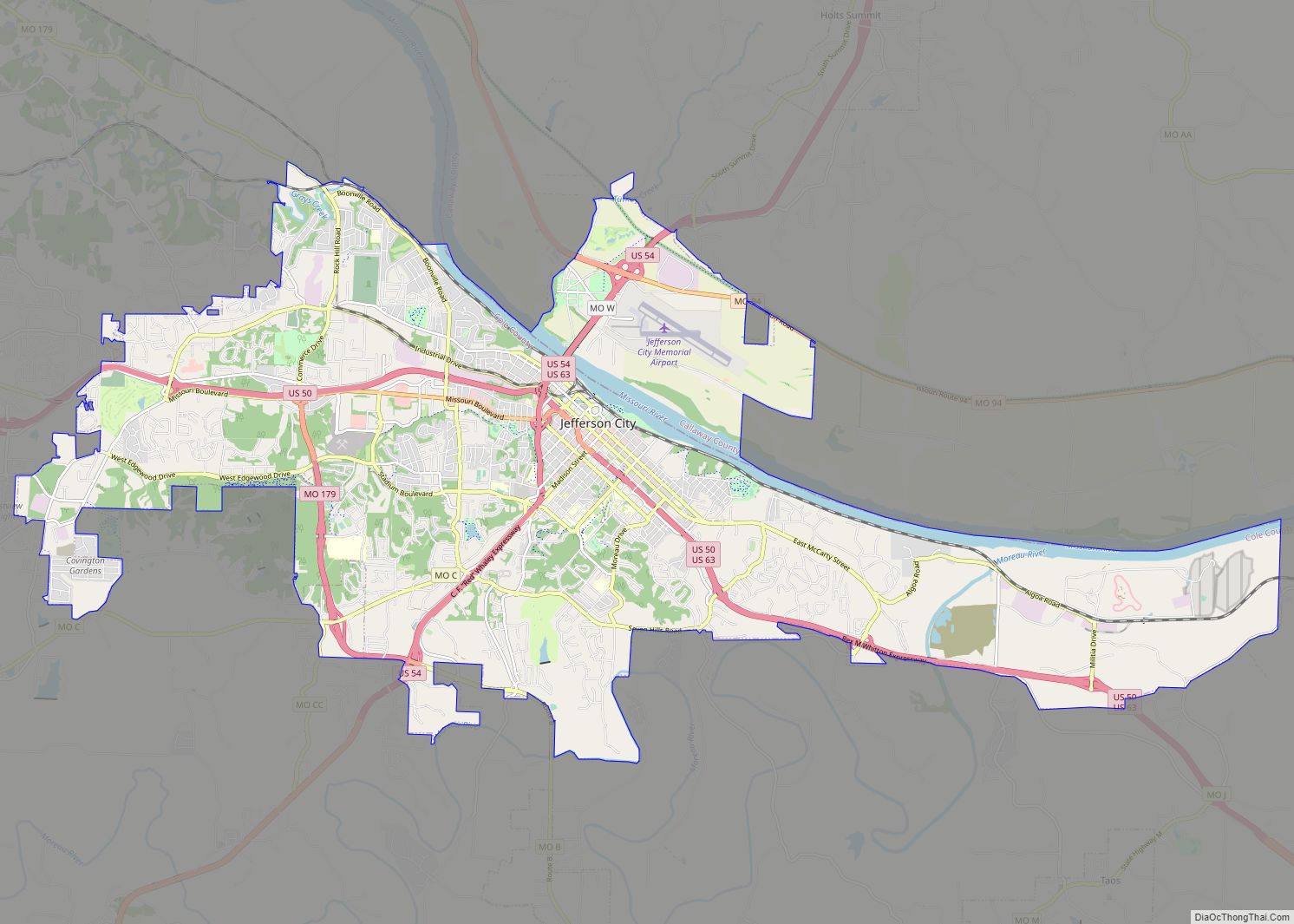 Map of Jefferson City city