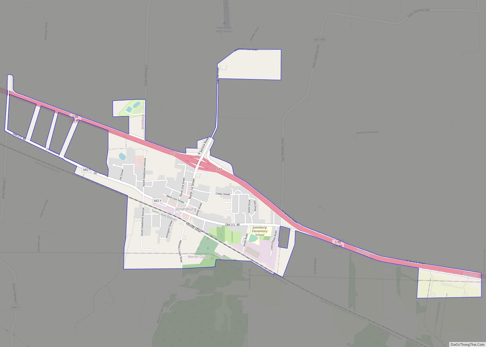Map of Jonesburg city