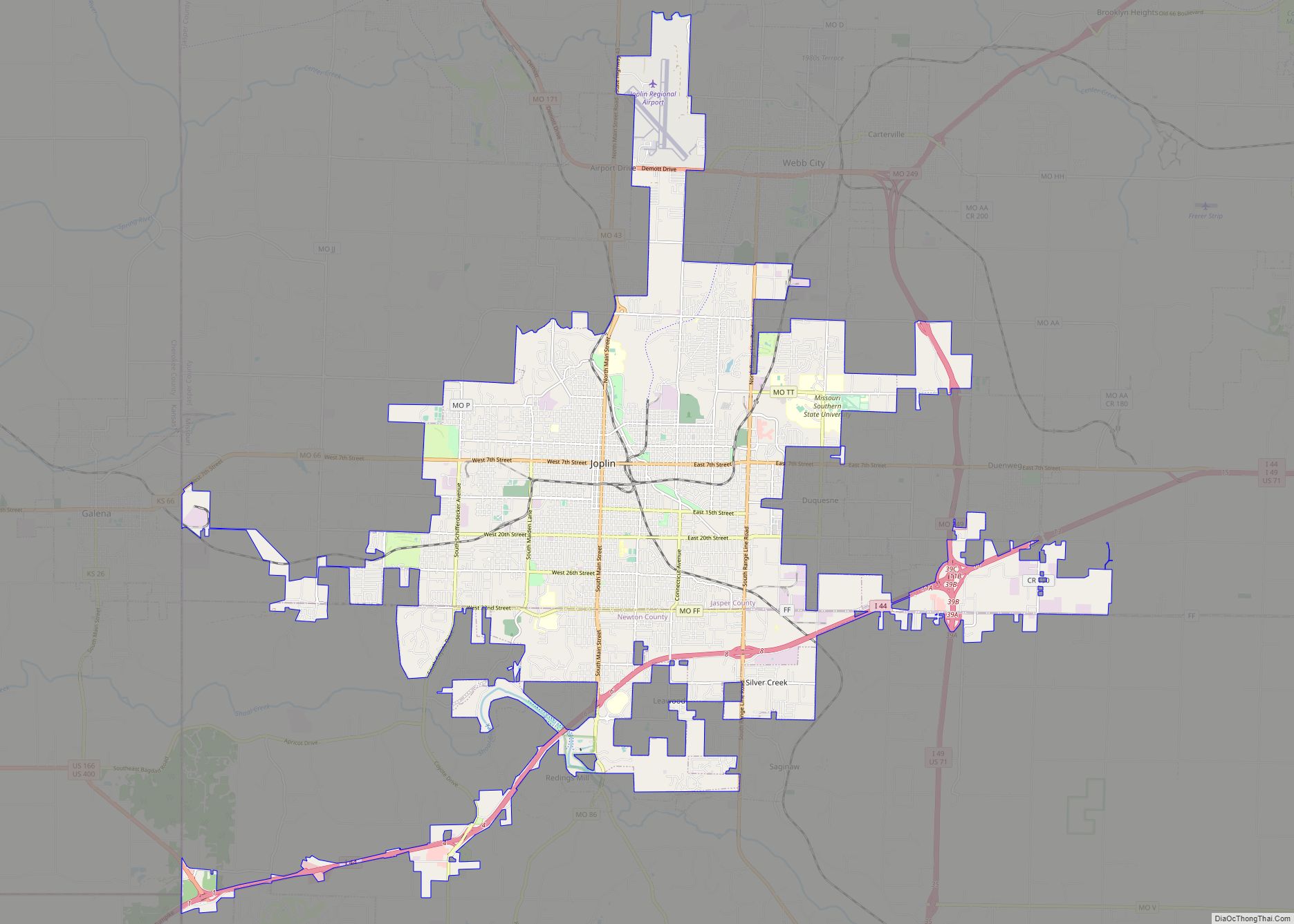 Map of Joplin city