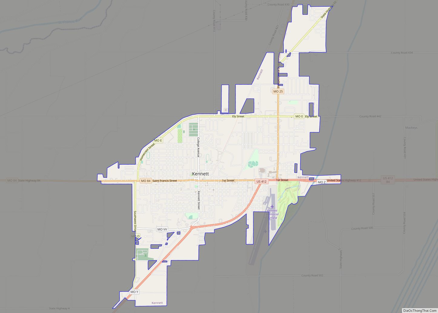 Map of Kennett city