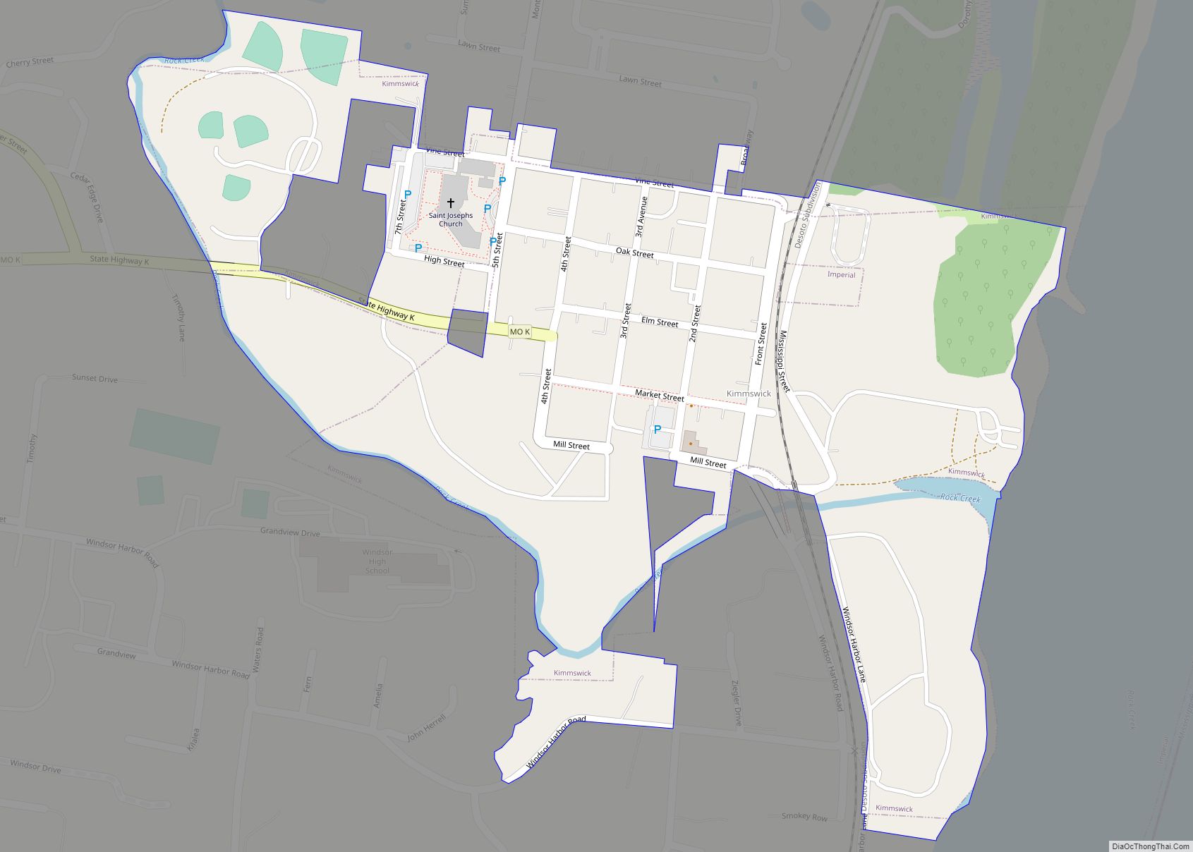 Map of Kimmswick city