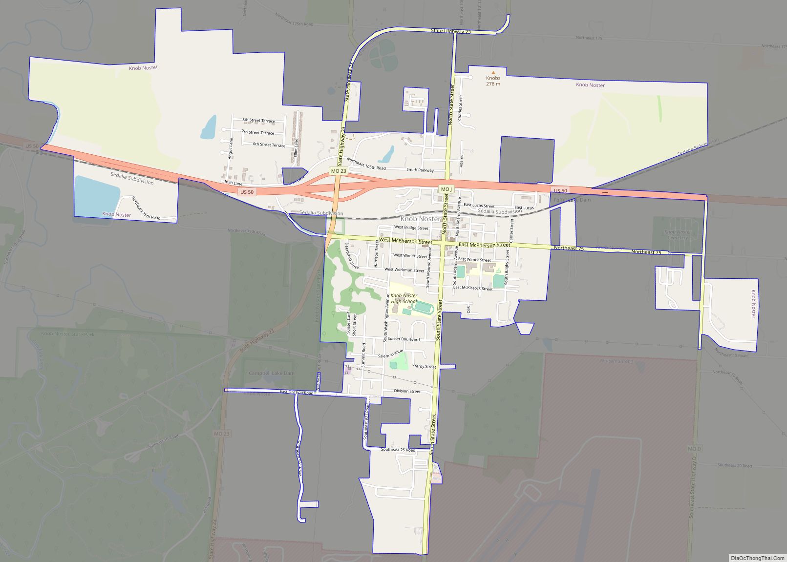 Map of Knob Noster city