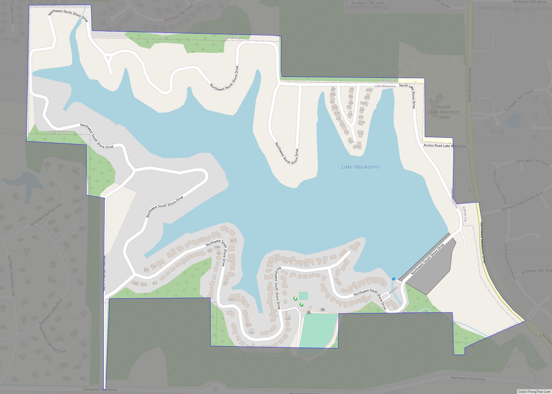 Map of Lake Waukomis city