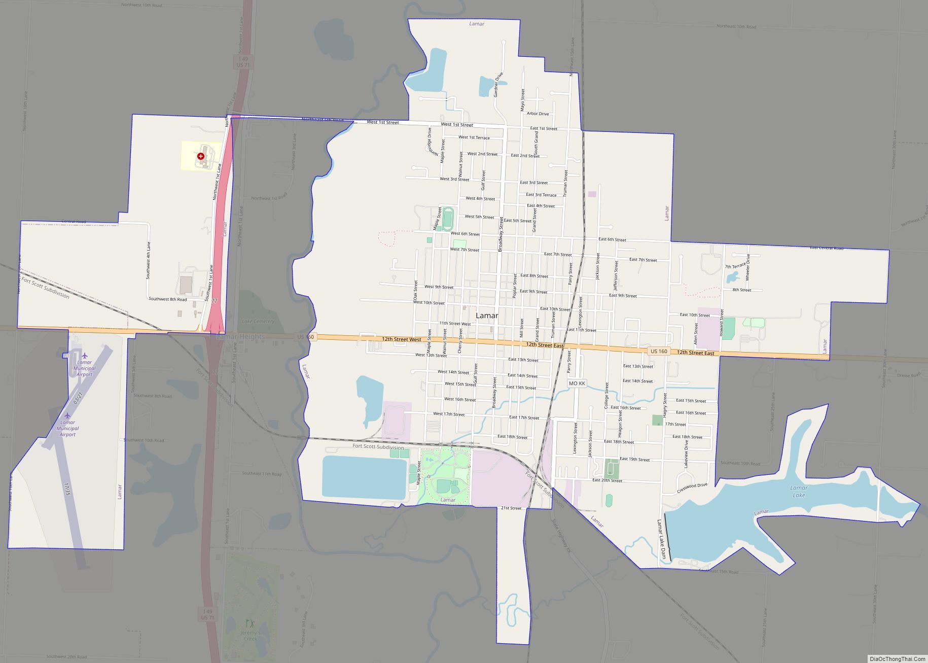 Map of Lamar city, Missouri