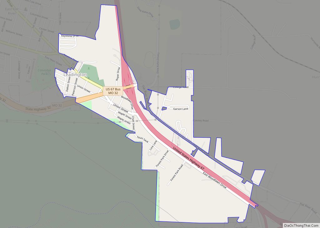 Map of Leadington city