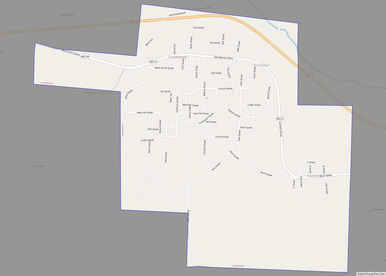 Map of Leadwood city