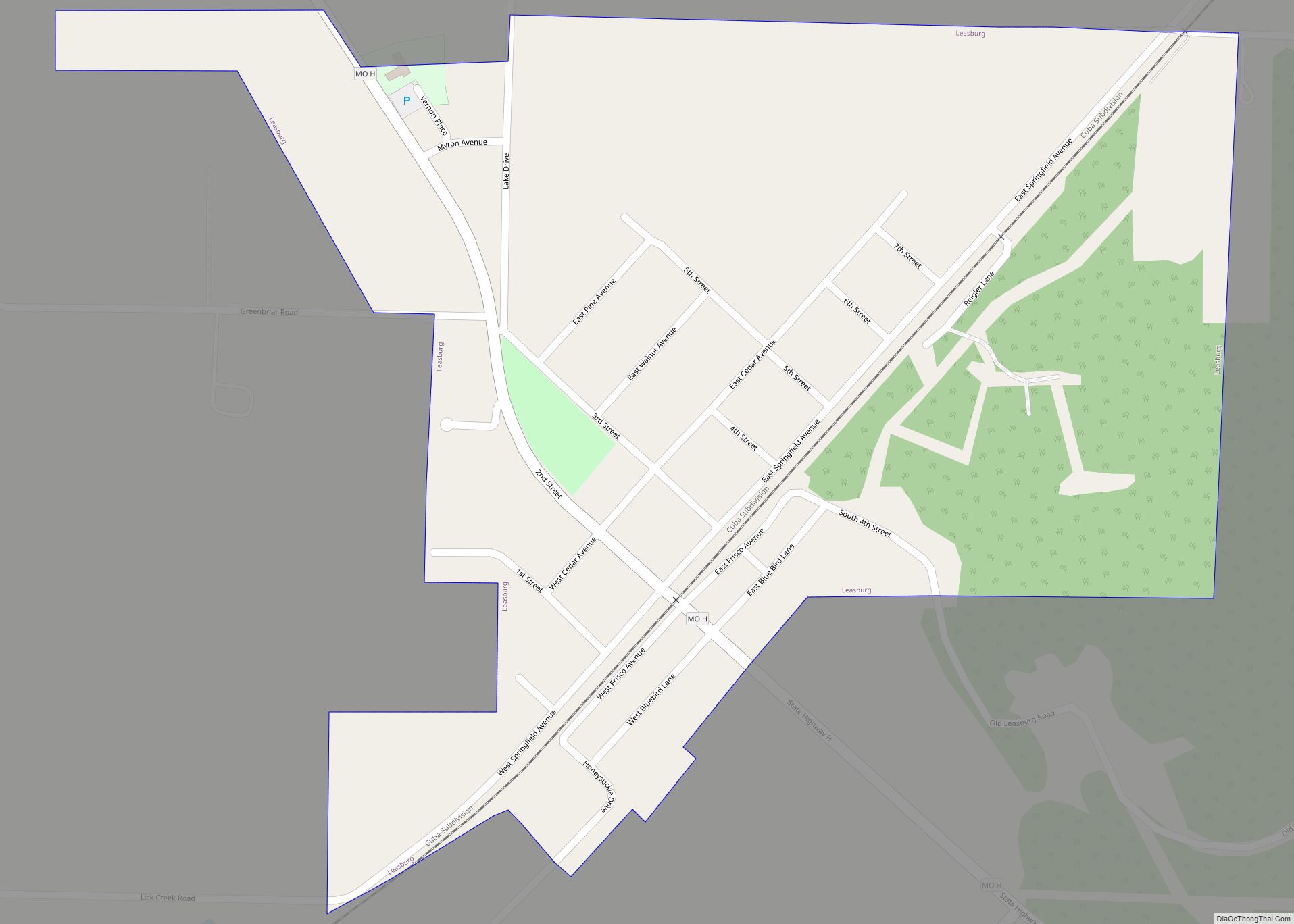 Map of Leasburg village