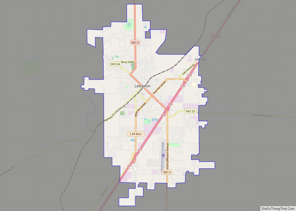 Map of Lebanon city, Missouri