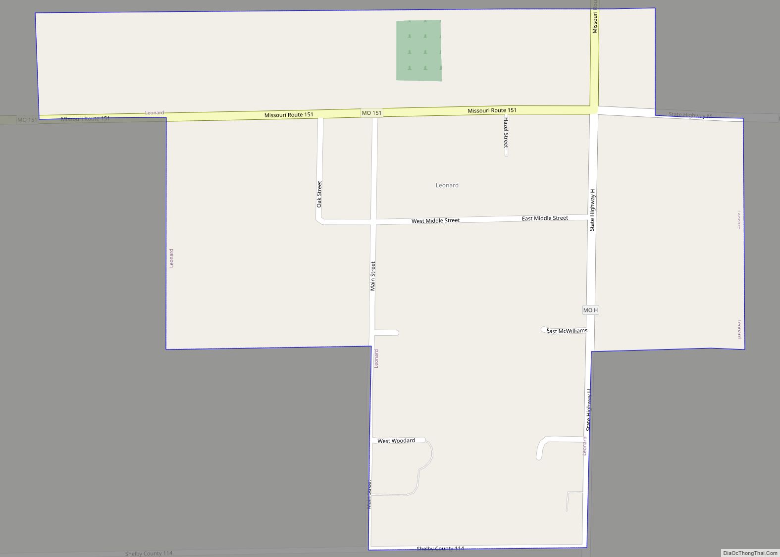 Map of Leonard village, Missouri