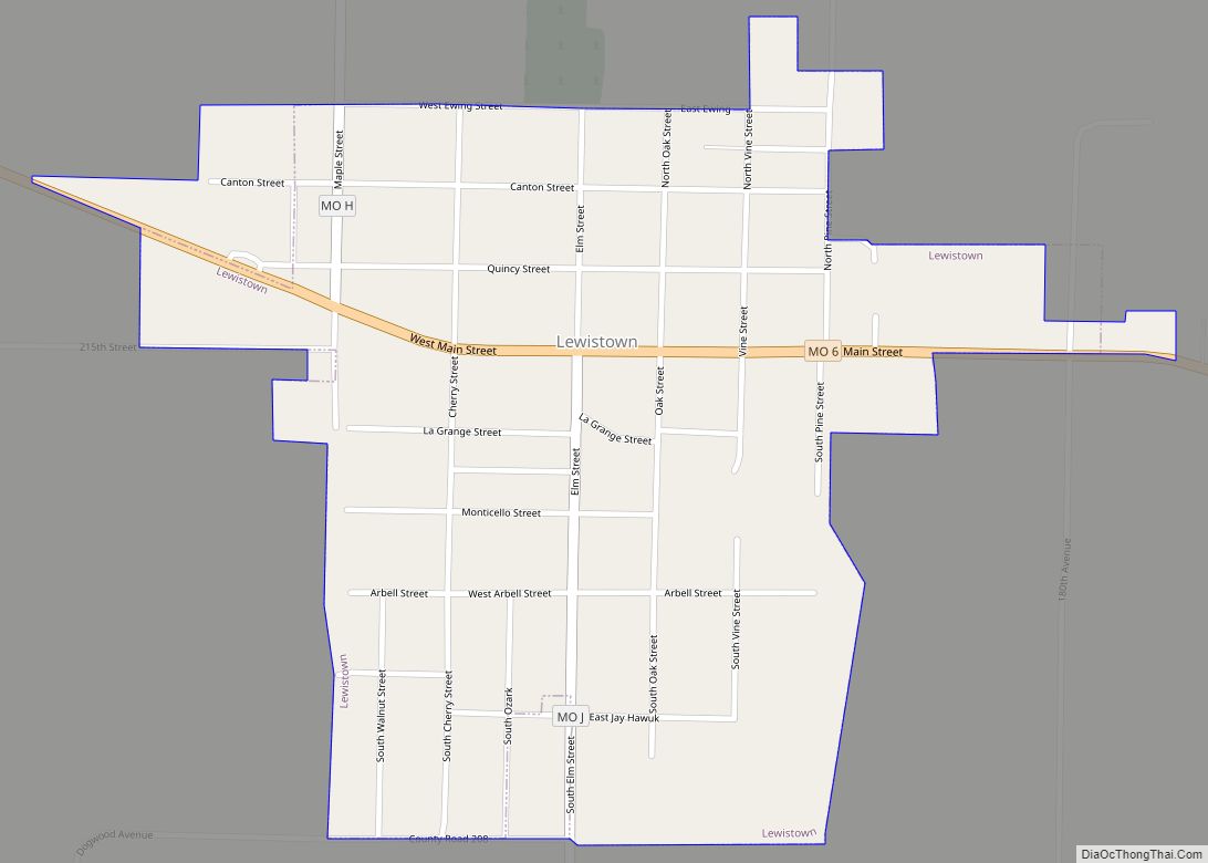Map of Lewistown town, Missouri