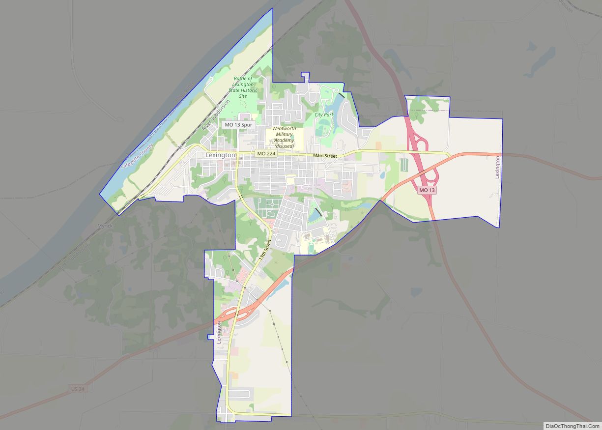 Map of Lexington city, Missouri