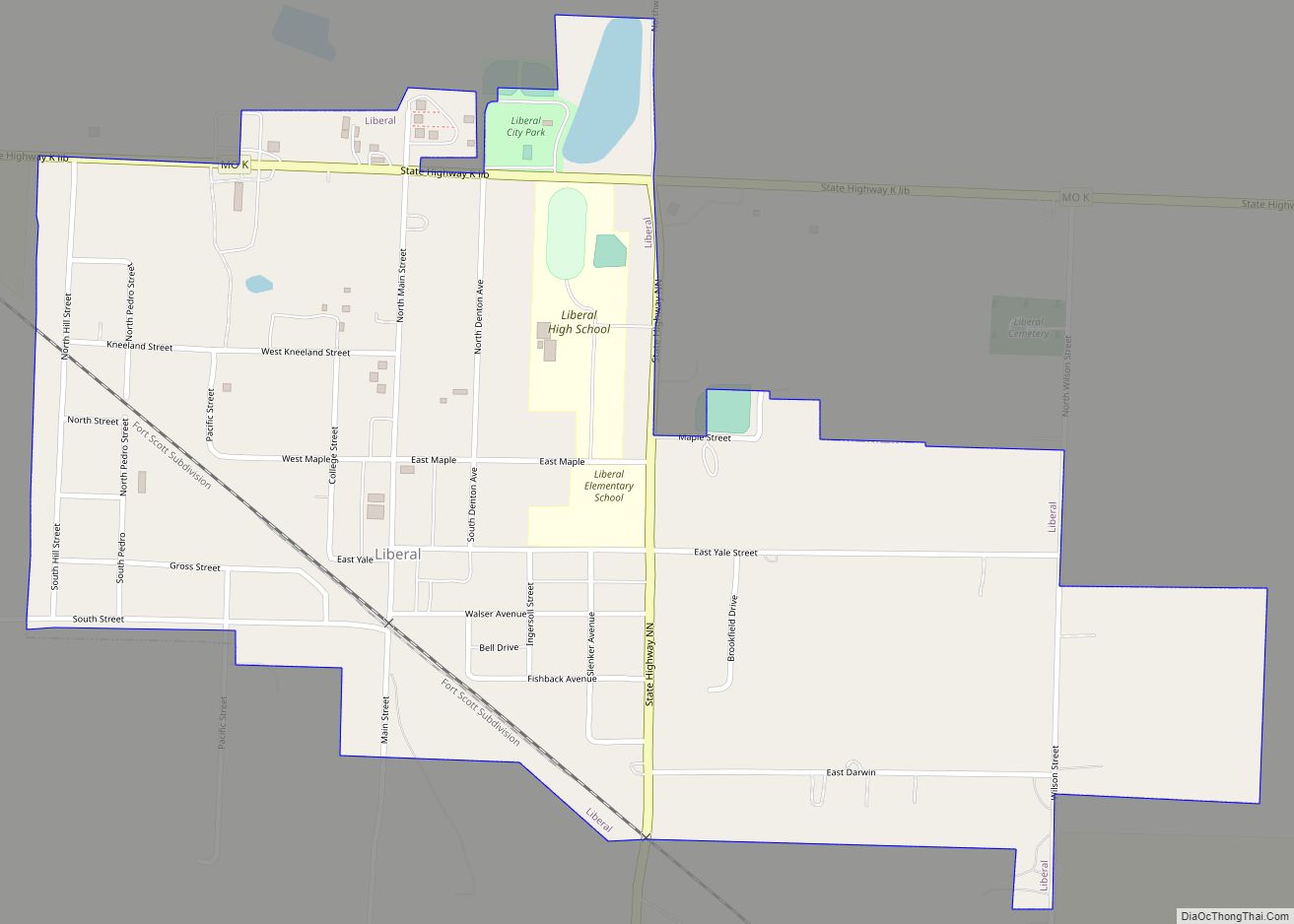 Map of Liberal city, Missouri