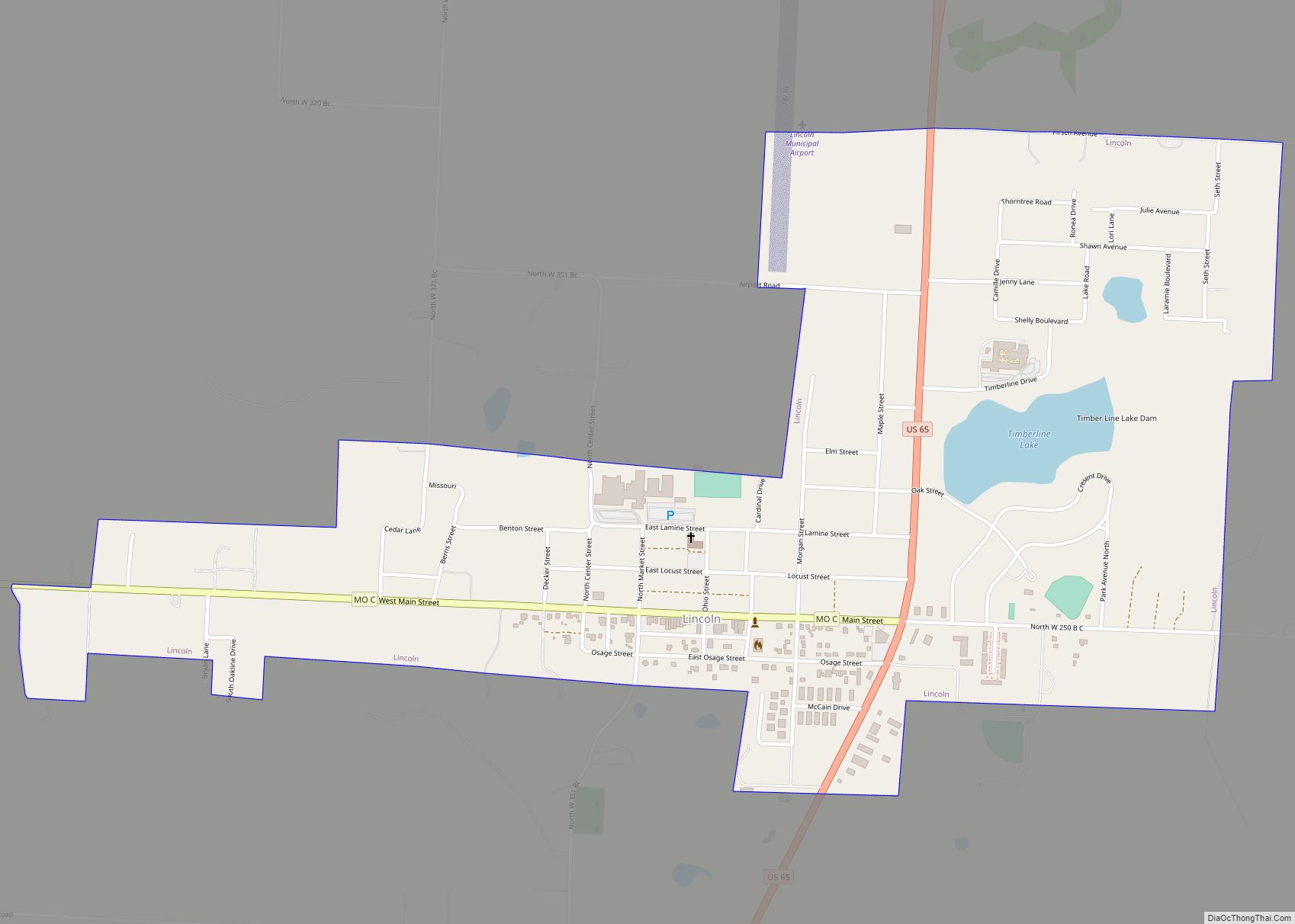 Map of Lincoln city, Missouri