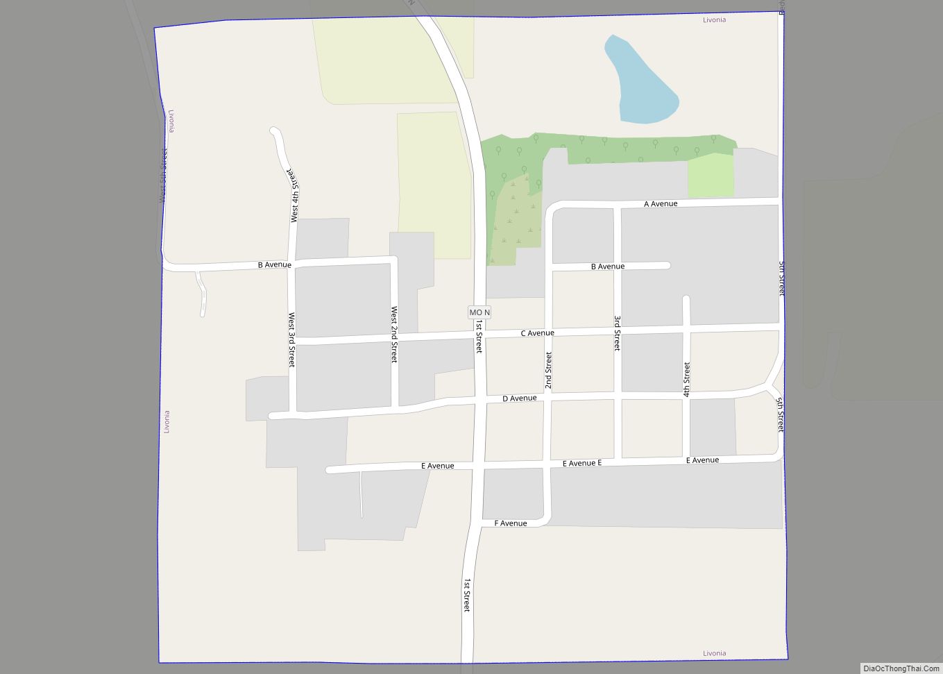 Map of Livonia village, Missouri
