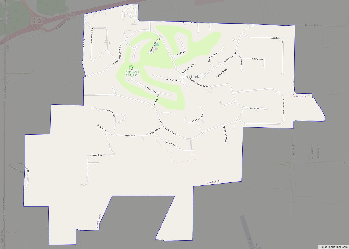 Map of Loma Linda town, Missouri